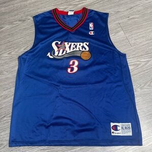 Vintage Champion Allen Iverson Philadelphia Sixers NBA Jersey Youth XL / Mens S